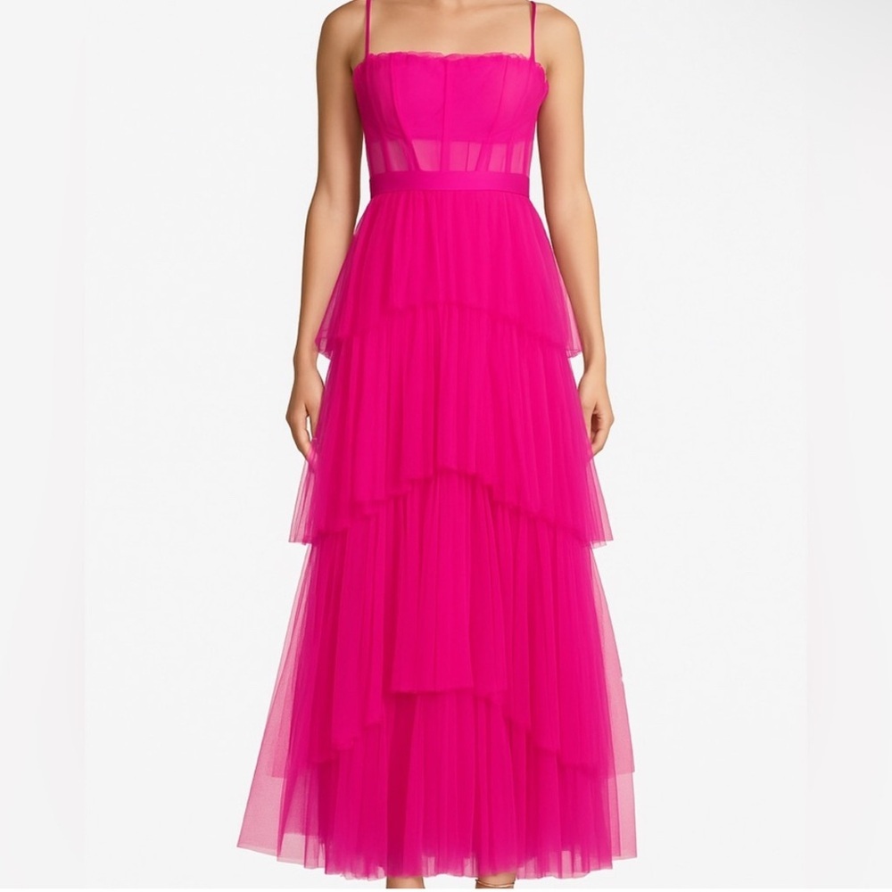 Next Vibrant Pink Layered Prom Dress
